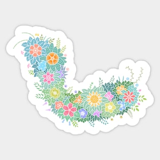 "ㄴ" Floral Letter Hangeul Sticker